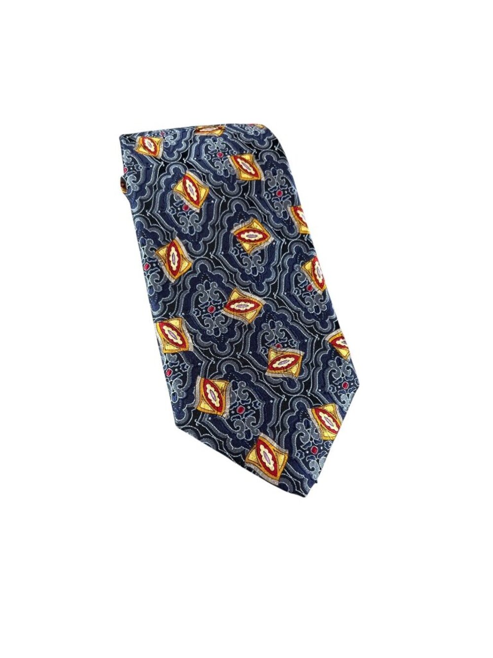 Robert Talbott Nordstrom Hand-Sewn Silk Tie Blue & Yellow Geometric Pattern USA
